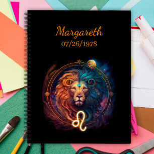 Majestic lion zodiac sign custom notebook
