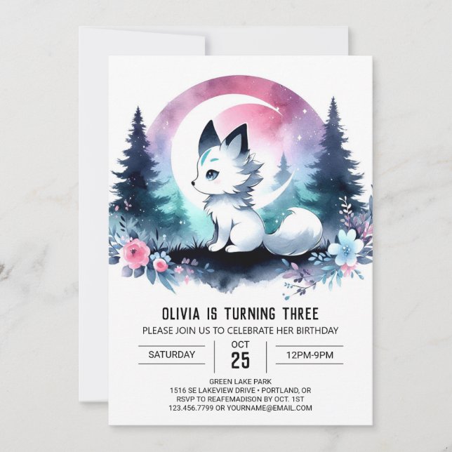 Majestic Little Wolf Birthday  Invitation (Front)