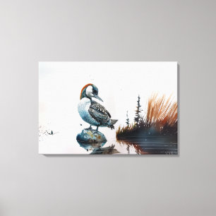 Majestic Loon on a Rock Canvas Print