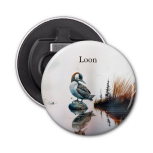 Majestic Loon on a Rock, custom Bottle Opener