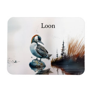 Majestic Loon on a Rock Customisable Watercolor Magnet