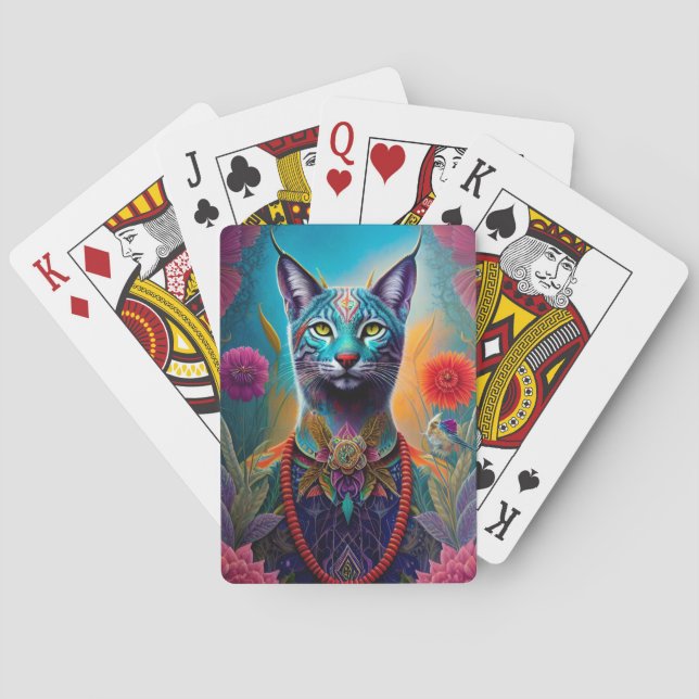 Majestic Lynx Beautiful Illustrated Spirit Animal Playing Cards (Back)