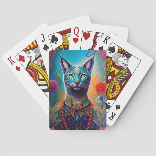 Majestic Lynx Poker Art Illustrated Spirit Animal Playing Cards (Back)