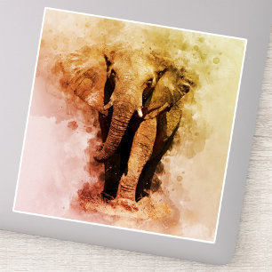 Majestic Male African Elephant Walking Watercolor