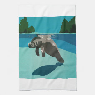 Majestic Manatee Tea Towel