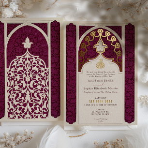 Majestic Maroon and Gold Foil Islamic Wedding