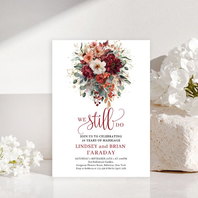 Majestic Maroon Boho Eucalyptus Vow Renewal Invitation (Majestic Maroon Boho Eucalyptus Vow Renewal

)
