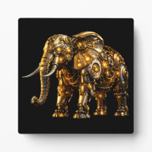 Majestic Metallic Gold Elephant Desktop Wood Art