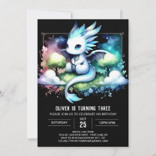 Majestic Modern Dragon Birthday Invitation