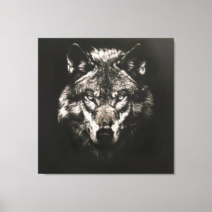 Majestic Monochrome Wild Wolf Canvas Print