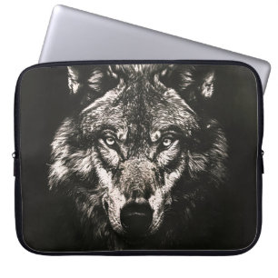 Majestic Monochrome Wild Wolf Laptop Sleeve