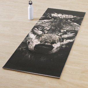 Majestic Monochrome Wild Wolf Yoga Mat