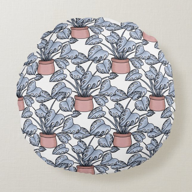 Majestic monstera round cushion (Front)