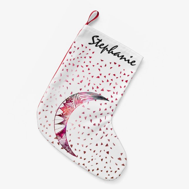 Majestic Moon Hand Drawn Nebula Abstract Stars Small Christmas Stocking (Front (Hanging))
