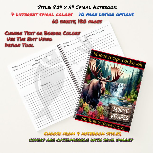 Majestic moose by a serene waterfall in autumn notebook (Creator Uploaded)