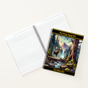 Majestic moose by a serene waterfall in nature notebook