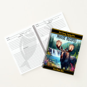 Majestic moose by a tranquil waterfall in autumn notebook