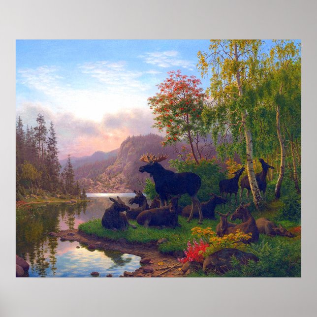 Majestic Moose in a Swedish Autumn Landscape Poster (Front)