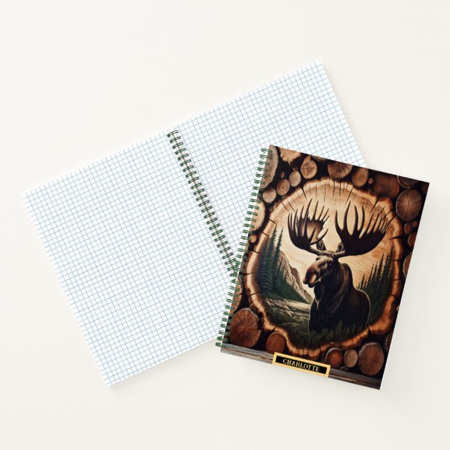 Majestic moose in a woodland landscape at dawn notebook (Inside)