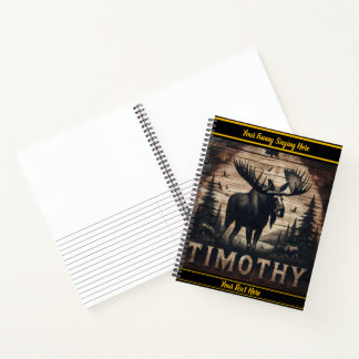 Majestic moose in tranquil woods notebook