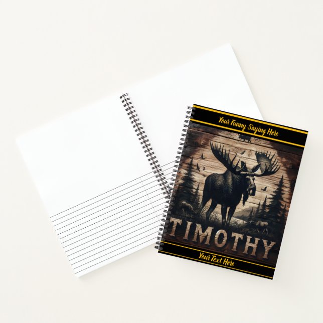 Majestic moose in tranquil woods notebook (Inside)