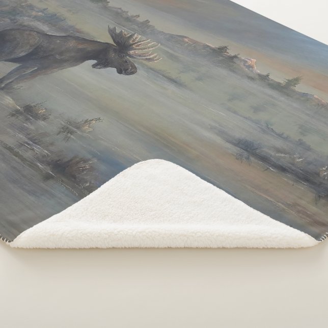 Majestic Moose Sherpa Blanket (3/4)