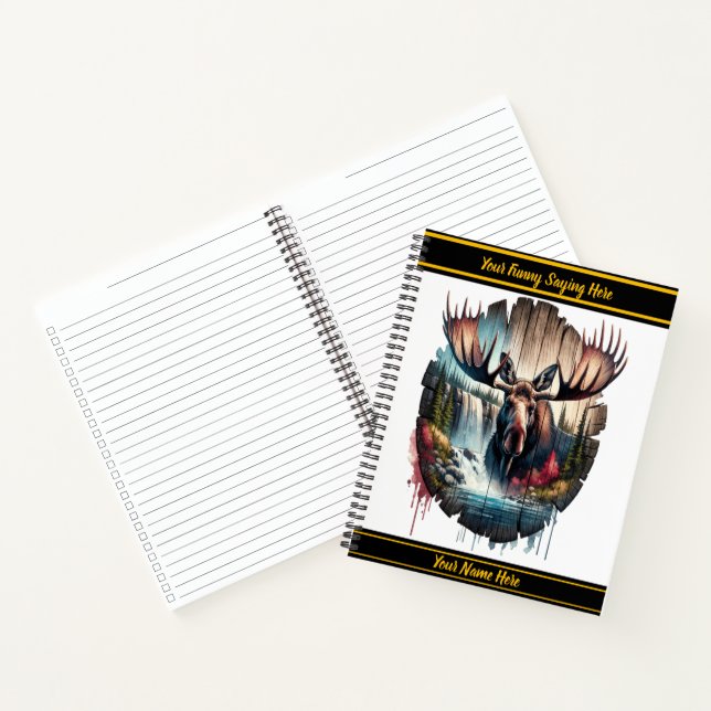 Majestic moose standing near a cascading waterfall notebook (Inside)