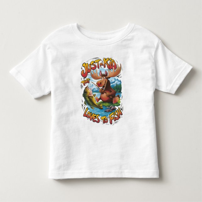 Majestic Moose With a Fish:  Toddler T-Shirt (Front)