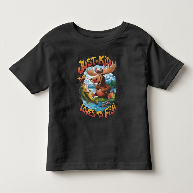 Majestic Moose With a Fish:  Toddler T-Shirt (Front)