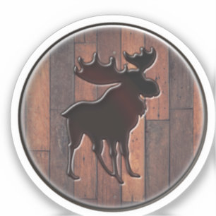 Majestic Moose Wood Plank Logo Round