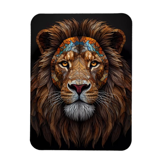 Majestic Mosaic Lion Head Magnet (Vertical)