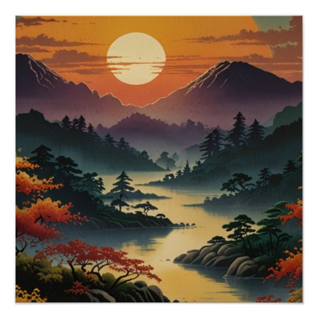 Majestic Mount Fuji Landscape Wall Art (Front)