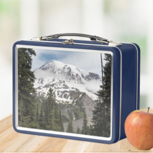 Majestic Mount Rainier Landscape Metal Lunch Box