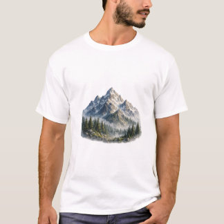 Majestic Mountain & Forest Landscape Watercolor T-Shirt