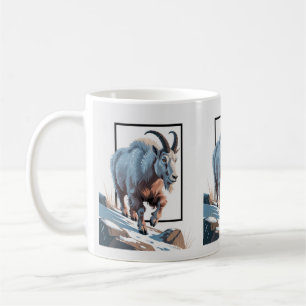 Majestic Mountain Goat 3D Frame Illustration Coffee Mug