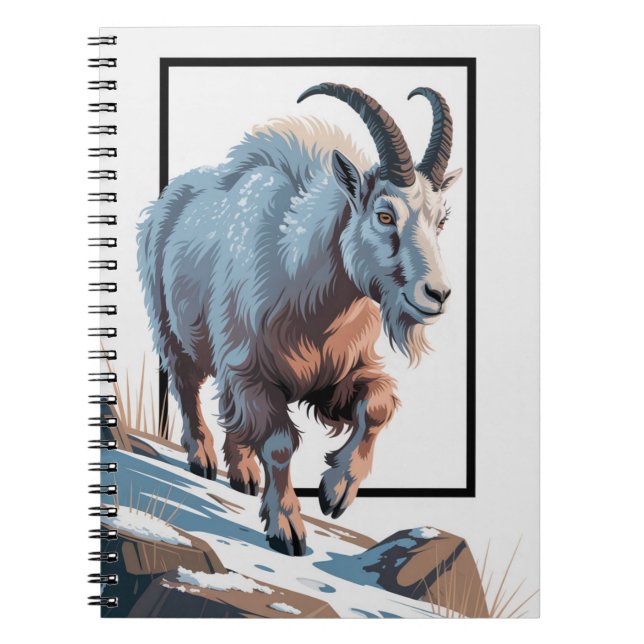 Majestic Mountain Goat 3D Frame Illustration  Notebook (Front)