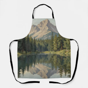 Majestic Mountain Lake Reflection Apron