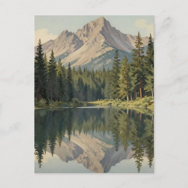 Majestic Mountain Lake Reflection Postcard (Front)