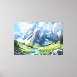 Majestic Mountain Landscape Alpine Scenery Canvas Print