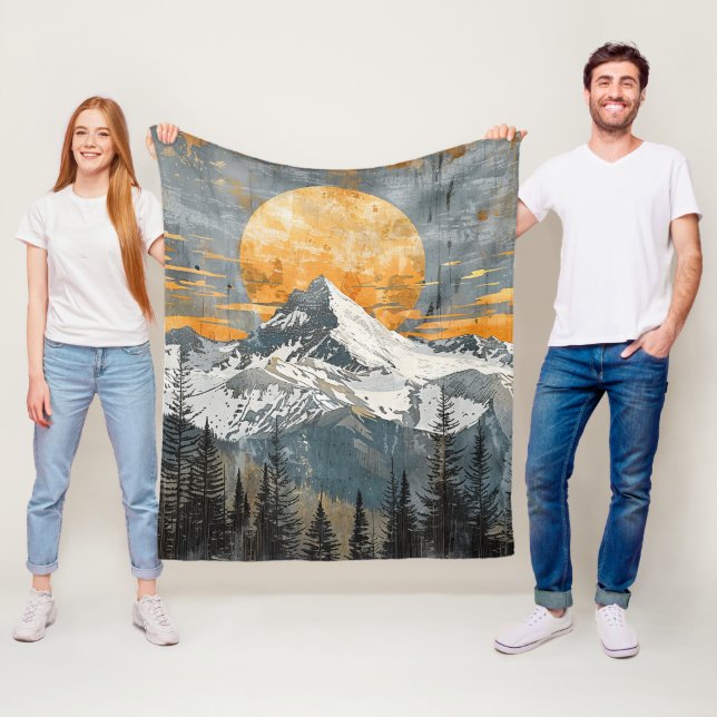 Majestic Mountain Landscape - Rustic Nature Fleece Blanket (In Situ)