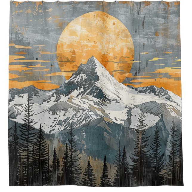 Majestic Mountain Landscape - Rustic Nature Shower Curtain (Front)