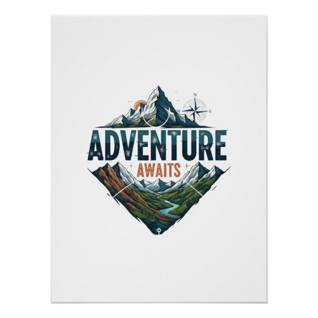 Majestic Mountain & River Adventure Art Print (Front)