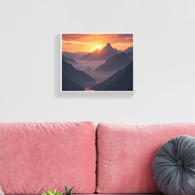 Majestic Mountain Sunset Canvas Print (Insitu(LivingRoom))