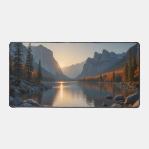 Majestic Mountain Sunset Desk Mat - Serene Nature 