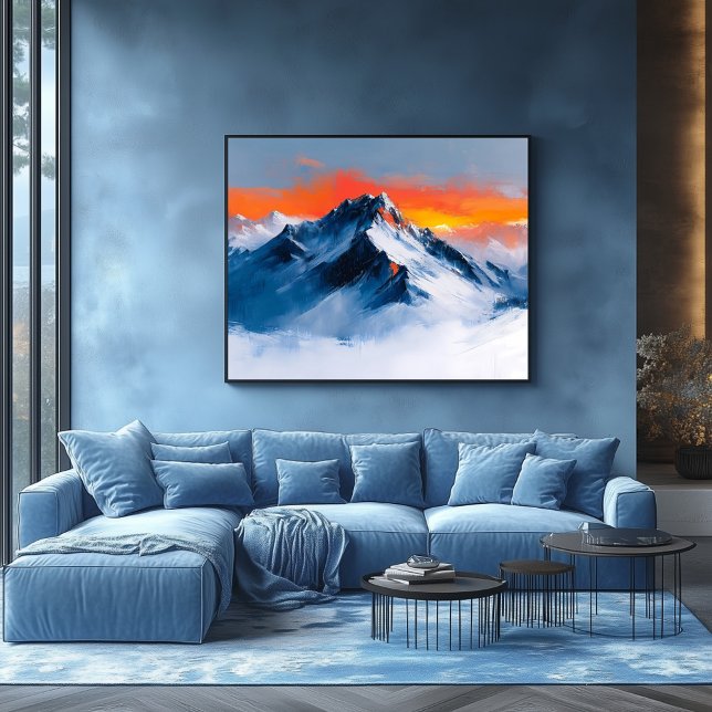 Majestic Mountain Sunset Fauvist, Alpine Landscape Poster (Creator Uploaded)