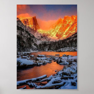 Majestic Mountain Sunset Winter Landscape Nature  Poster