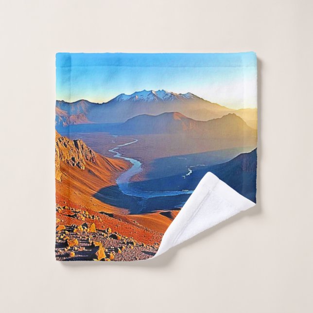 Majestic Mountain Valley Flow Design Bath Towel Set (Wash Cloth)