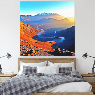 Majestic Mountain Valley Flow Design Canvas Print