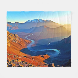 Majestic Mountain Valley Flow Design Fleece Blanket