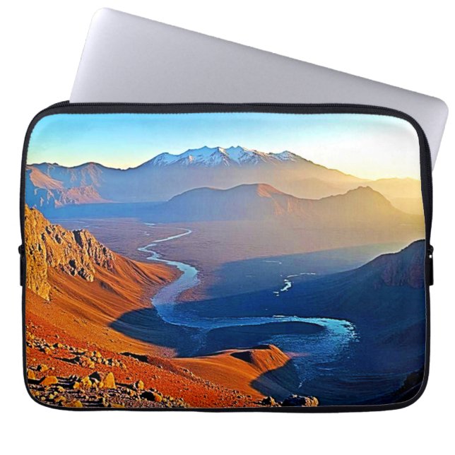 Majestic Mountain Valley Flow Design Laptop Sleeve (Front)